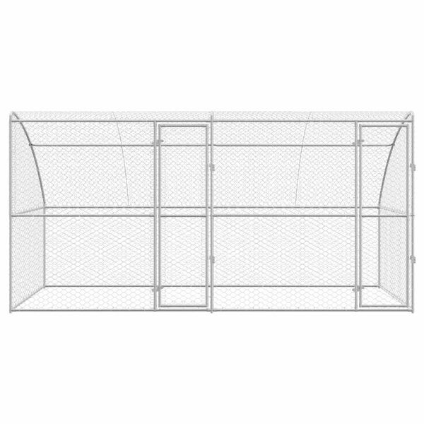 vidaXL Cușcă pentru c&acirc;ini 2 pcs Argintiu 4 x 2 x 2 m Oțel galvanizat