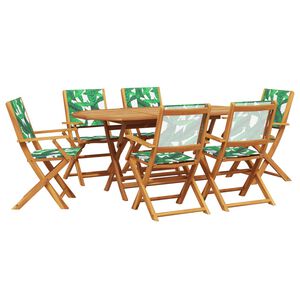 vidaXL Set mobilier de grădină 7 piese textil model frunze/lemn masiv