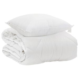 vidaXL Duvet pentru Toate Sezoanele cu pernă 2 pcs Alb Microfibră