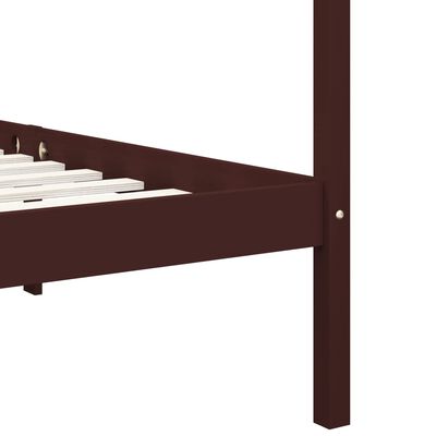 vidaXL Cadru pat cu baldachin, maro închis, 90x200cm, lemn masiv pin