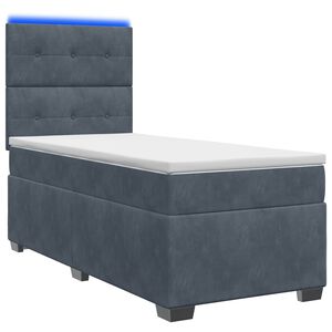 vidaXL Pat boxspring cu saltea Gri &icirc;nchis 90 x 190 cm Catifea