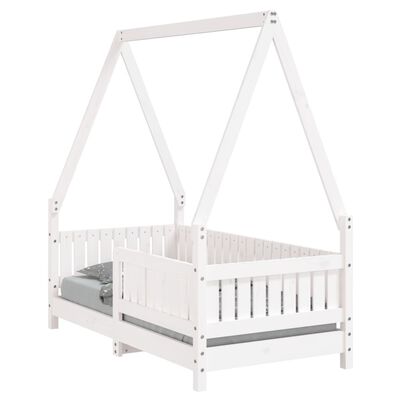 vidaXL Cadru de pat pentru copii, alb, 70x140 cm, lemn masiv de pin
