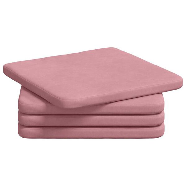 vidaXL Perne de Șezut 4 pcs Roz 40 x 40 x 3 cm Catifea