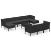 vidaXL Set mobilier de grădină cu perne, 11 piese, negru, poliratan