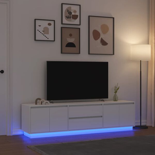 vidaXL Dulap TV cu lumini LED alb 193,5x41x50 cm