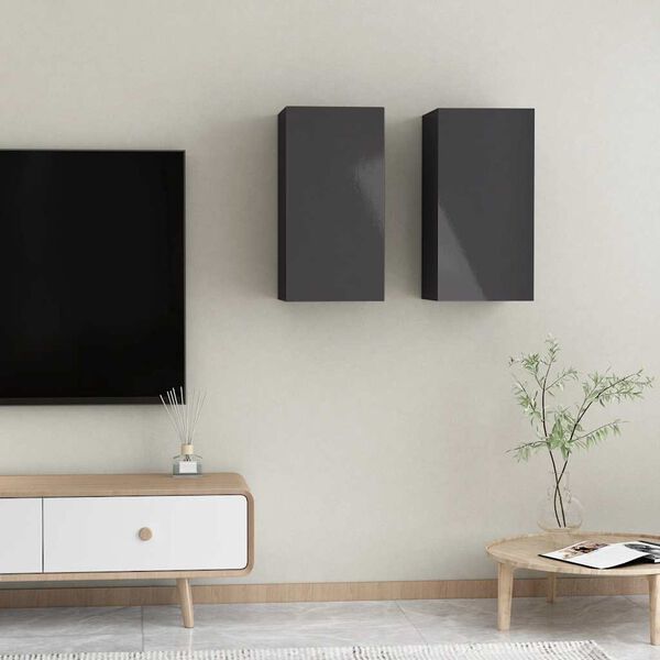 vidaXL Comode TV, 2 buc., negru extralucios, 30,5x30x60 cm