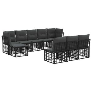 vidaXL Set de canapele de exterior Negru și Gri &icirc;nchis Poliester