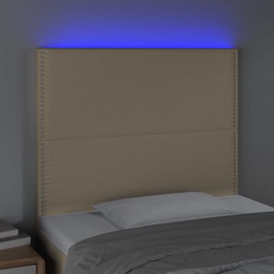 vidaXL Tăblie de pat cu LED, crem, 100x5x118/128 cm, textil