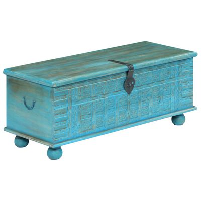 vidaXL Cufăr de depozitare, lemn masiv de mango, albastru 100x40x41 cm