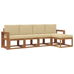 vidaXL Set de canapele de exterior cu pernă 5 pcs Natural și Bej
