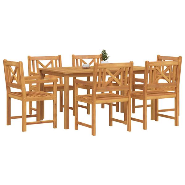vidaXL Set de masă pentru grădină 7 pcs Maro Lemn Solid de Acacia