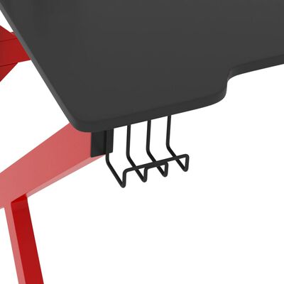 vidaXL Birou de gaming picioare în formă de K negru/roșu 90x60x75 cm