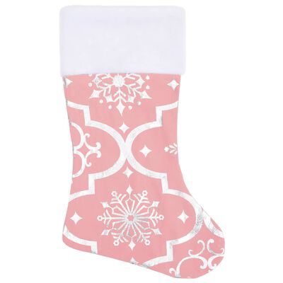 vidaXL Covor fustă de brad Crăciun cu șosetă, roz, 90 cm, țesătură