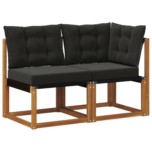 vidaXL Canapea de exterior din mijloc și colț 2 Bucată natural