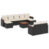 vidaXL Set canapele de grădină cu perne, 10 piese, negru, poliratan