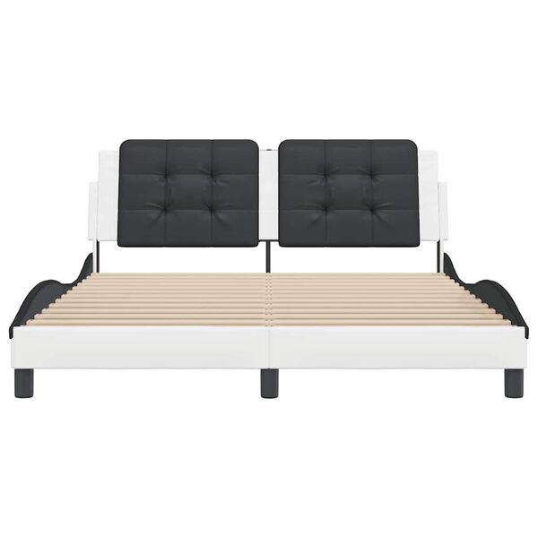 vidaXL Cadru de pat fără saltea, Zadar, alb/negru, 160x200 cm, piele ecologică
