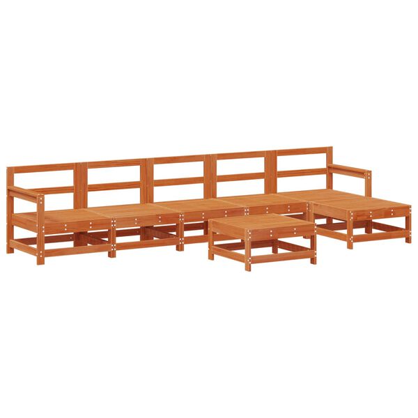 vidaXL Set de lounge pentru grădină 7 pcs Maro Ceară Lemn masiv de pin