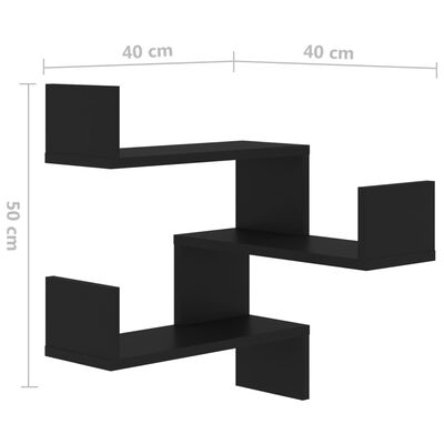 vidaXL Raft de perete pe colț, negru, 40x40x50 cm, PAL