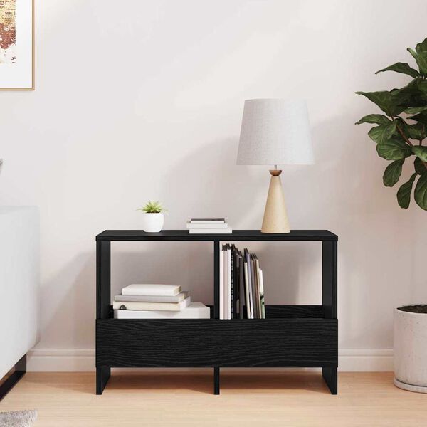 vidaXL Raft pentru reviste Stejar Negru 68,5 x 30 x 45 cm