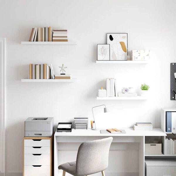 vidaXL Rafturi de perete, 4 buc., alb, 80 x 23,5 x 3,8 cm, MDF