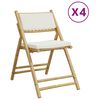 vidaXL Scaune bistro pliabile, 4 buc., cu perne alb crem, bambus