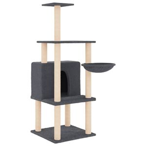 vidaXL Ansamblu de pisici, st&acirc;lpi din funie sisal, gri &icirc;nchis, 132 cm