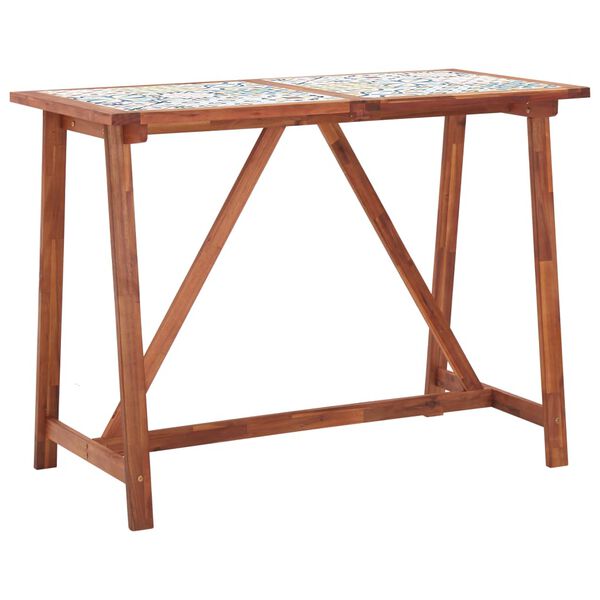 vidaXL Set bar grădină, 5 piese, blat mozaic și lemn masiv acacia