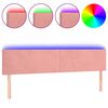 vidaXL Tăblie de pat cu LED, roz, 200x5x78/88 cm, catifea