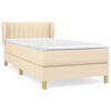 vidaXL Pat box spring cu saltea, crem, 100x200 cm, textil