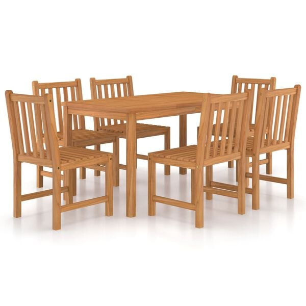 vidaXL Set de mobilier de grădină cu 7 piese, 140x80 cm, lemn masiv de tec