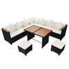 vidaXL Set mobilier de grădină cu perne, 7 piese, negru, poliratan