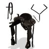 vidaXL Șa Western, căpăstru & pieptar, piele naturală, 17", negru