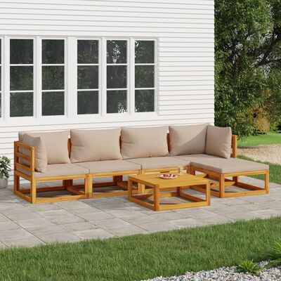 vidaXL Set mobilier de grădină cu perne gri taupe, 6 piese, lemn masiv