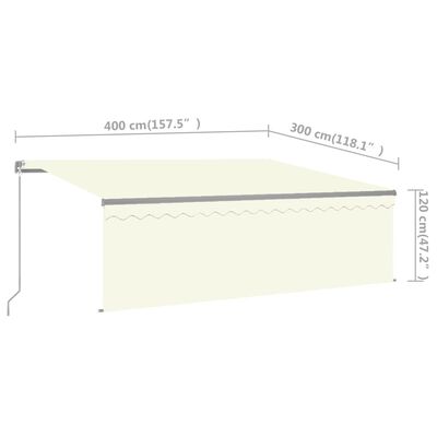 vidaXL Copertină retractabilă manual cu stor & LED, crem, 4x3 m