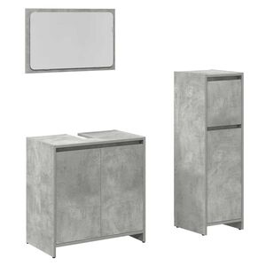vidaXL Set mobilier de baie, 3 piese, gri beton, lemn compozit