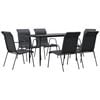 vidaXL Set mobilier de grădină, 7 piese, negru, oțel și textilenă