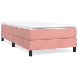 vidaXL Pat box spring cu saltea, roz, 80x200 cm, catifea