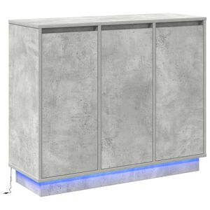 vidaXL Bufet LED Gri din beton 90 x 32 x 75 cm Lemn compozit