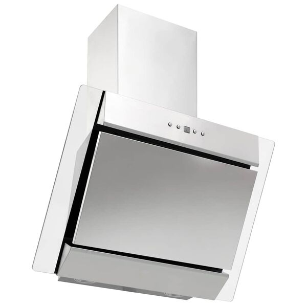 vidaXL Hotă perete argintiu 60 cm oțel inoxidabil & sticlă securizată