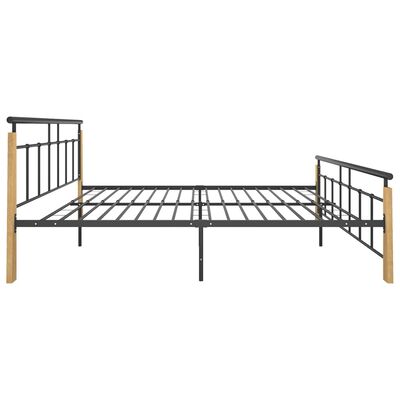 vidaXL Cadru de pat, 180x200 cm, metal și lemn masiv stejar