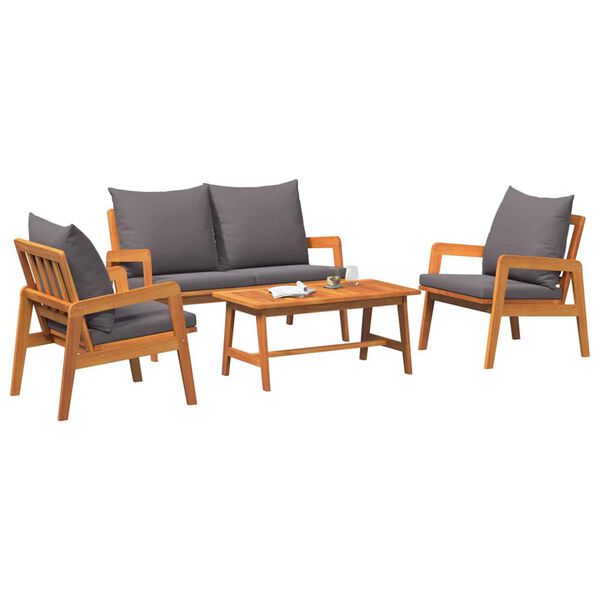 vidaXL Set bistro cu pernă 4 pcs Maro Lemn Solid de Acacia