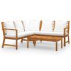 vidaXL Set mobilier de grădină cu perne crem, 4 piese, lemn de acacia