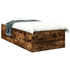 vidaXL Cadru de pat la sol Stejar fumuriu 80 x 200 cm Lemn prelucrat