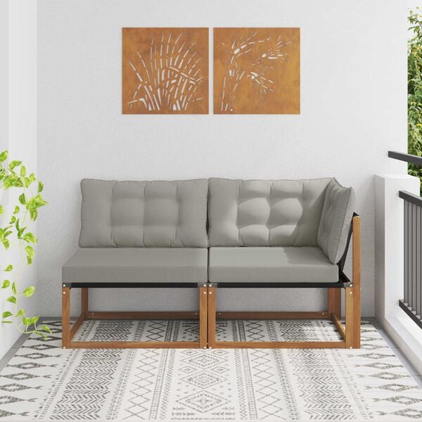 vidaXL Canapea de exterior din mijloc și colț 2 Bucată natural