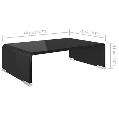 vidaXL Stativ TV/Suport monitor, sticlă, 40 x 25 x 11 cm, negru