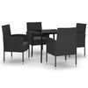 vidaXL Set de servit masa pentru grădină, 5 piese, negru
