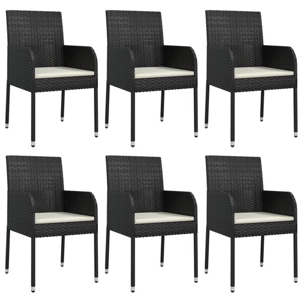 vidaXL Set mobilier de grădină cu perne, 7 piese, negru, poliratan
