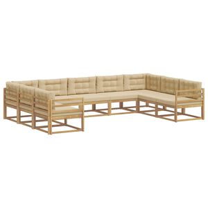 vidaXL Set de canapele de exterior cu pernă 9 pcs Alb și Bej
