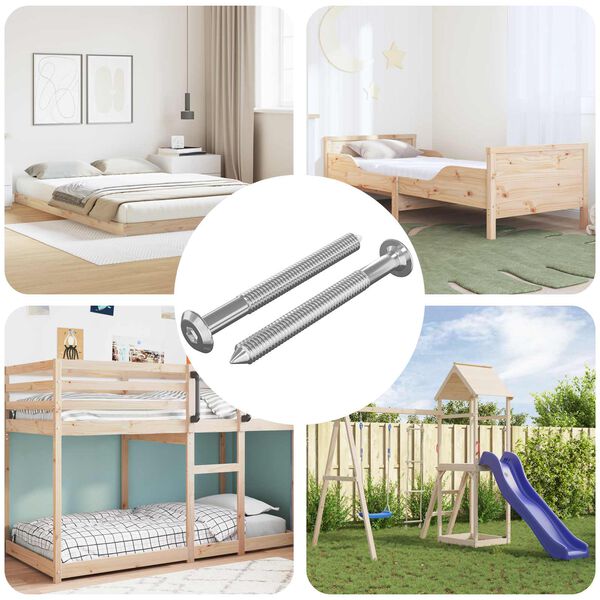 vidaXL Șuruburi pentru mobilă 2 pcs Argintiu M6 x 60 mm Oțel