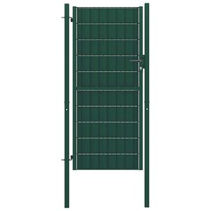 vidaXL Poartă de gard din PVC și oțel, verde, 100x124 cm
